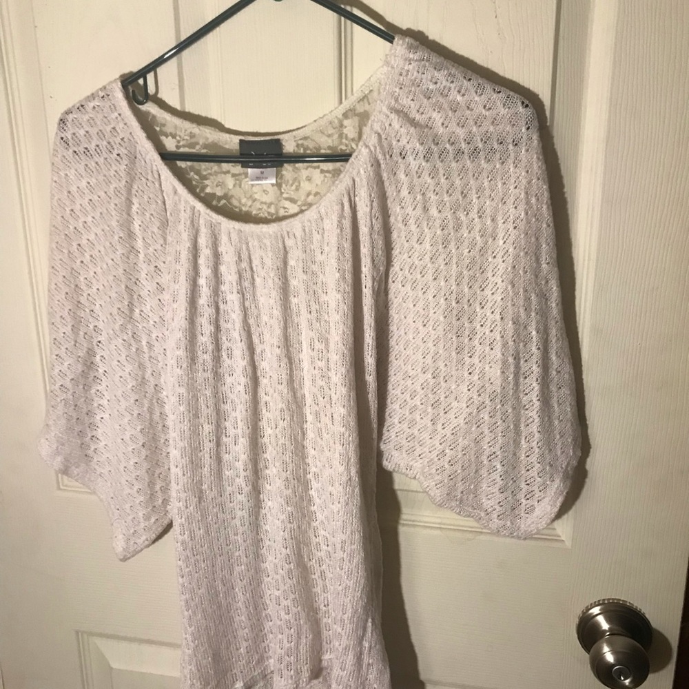 White floral see through back top